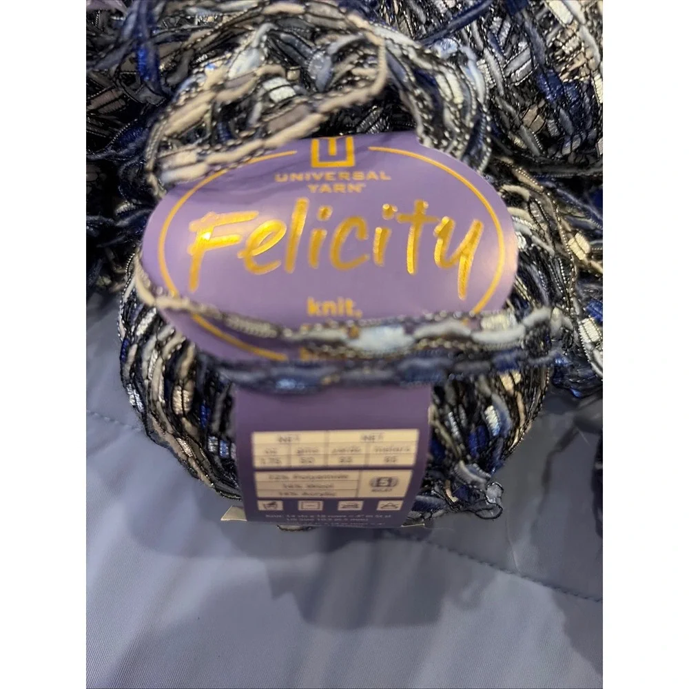 Universal Yarn Felicity Bulky Novelty Yarn Blue Black White Multi Lot of 3 50g